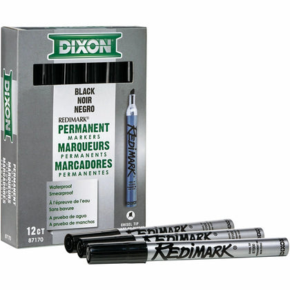 Dixon Industrial RediMark Chisel Tip Permanent Markers - Black Ink - Metal Barrel - & Dry-Erase