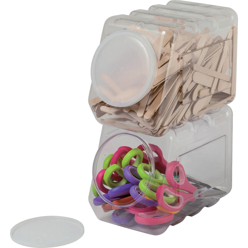 Dixon Interlocking Storage Container: Clear Plastic 5.5’’ x 9.5’’ Dimensions - Classroom Organizers