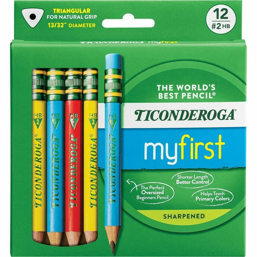 Dixon My First Short Pencils: Assorted Barrel - 12/Box - Basic Supplies