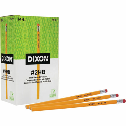 Dixon No.2 Eraser Pencils: Black Lead Yellow Barrel - 144/Box - Pencils