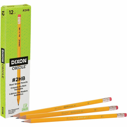 Dixon Oriole Presharpened Pencils - #2 - Yellow Wood Barrel - 1 Dozen