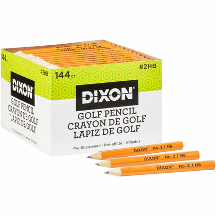 Dixon Pre-sharpened Golf Pencils: #2 Yellow Wood Barrel - 144/Box - Pencils