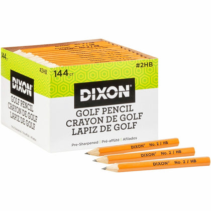 Dixon Pre-sharpened Golf Pencils: #2 Yellow Wood Barrel - 144/Box - Pencils