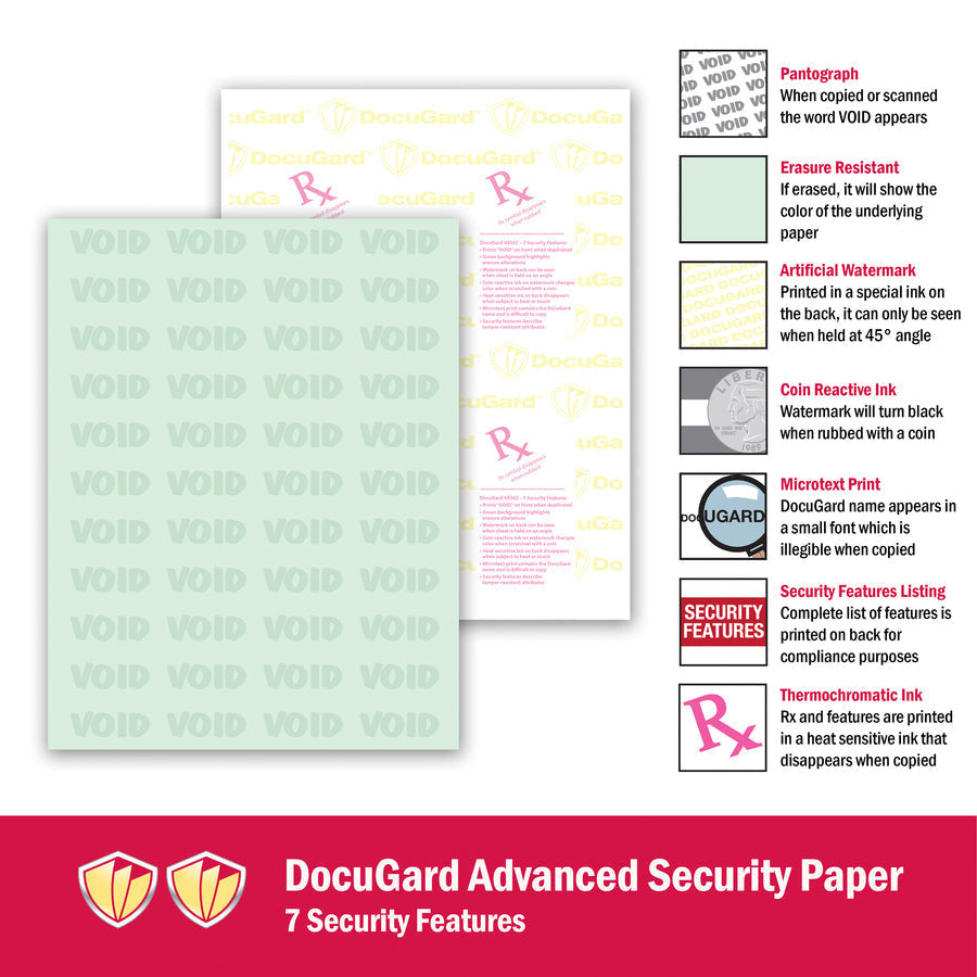 DocuGard Advanced Medical Security Paper - Letter - 8 1/2’’ x 11’’ - 24 lb Basis Weight