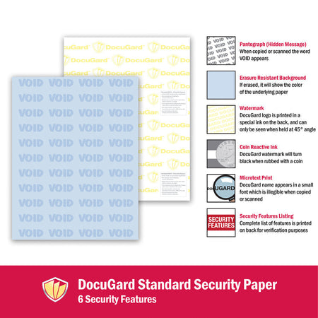 DocuGard Standard Medical Security Paper - Letter - 8 1/2’’ x 11’’ - 24 lb Basis Weight - Tamper Resistant CMS Approved