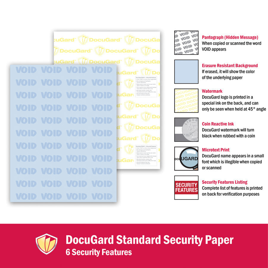 DocuGard Standard Medical Security Paper - Letter - 8 1/2’’ x 11’’ - 24 lb Basis Weight - Tamper Resistant CMS Approved