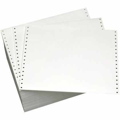 Domtar Continuous Forms: 11’’ x 14 7/8’’ 20 lb Green Bar Paper - 2700 Sheets - Specialty