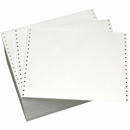 Domtar Continuous Forms: 11’’ x 14 7/8’’ 20 lb Green Bar Paper - 2700 Sheets - Specialty
