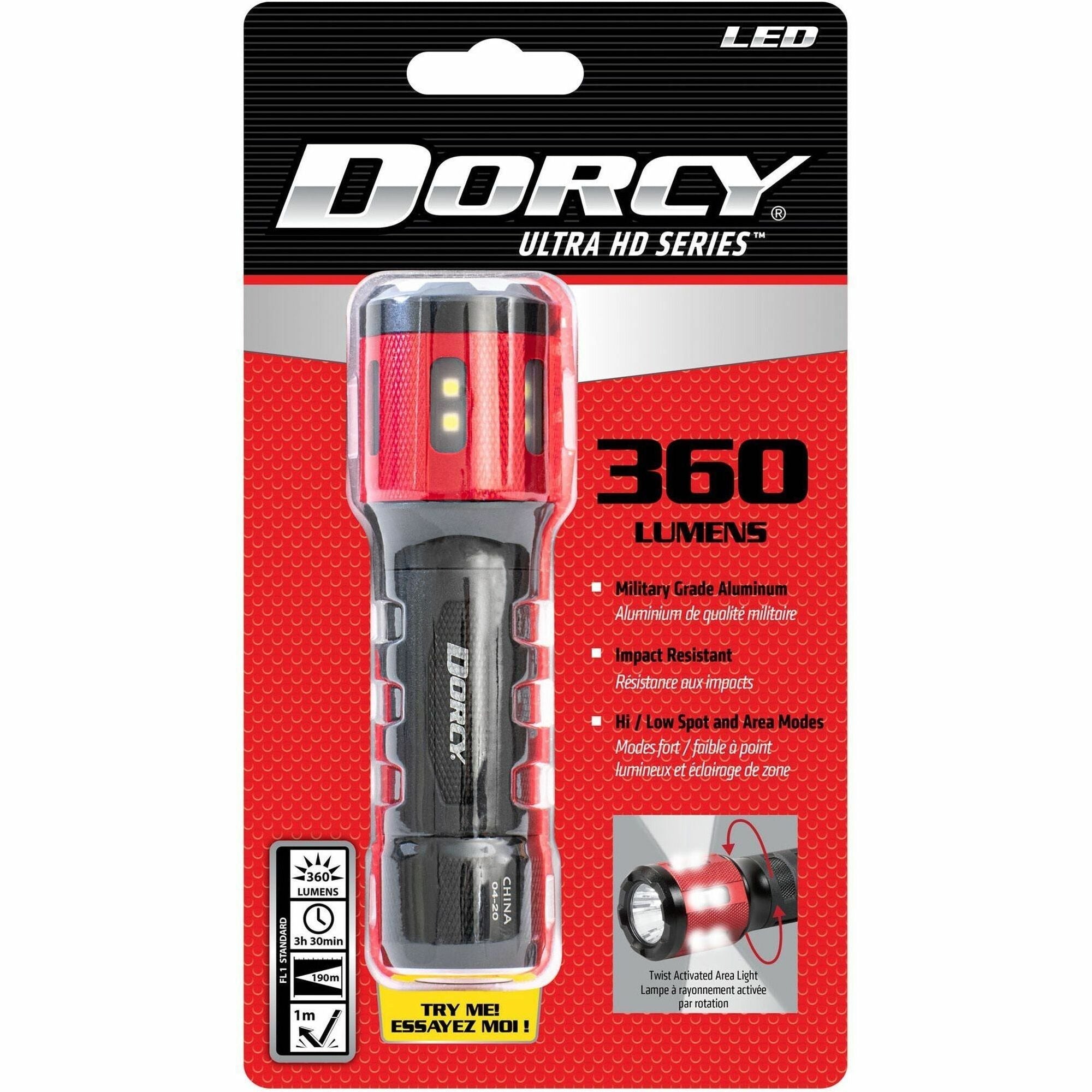 Dorcy Ultra HD Twist Flashlight: 360 lm AAA Battery Impact Resistant - Flashlights