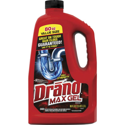 Drano Max Gel Clog Remover: Ready-To-Use 80 fl oz - Yellow - 1 Each - Drain Cleaners