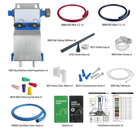 Dual Kitchen Sink Proportioner W/Elastic Gap 8088E - Cleaning Supplies