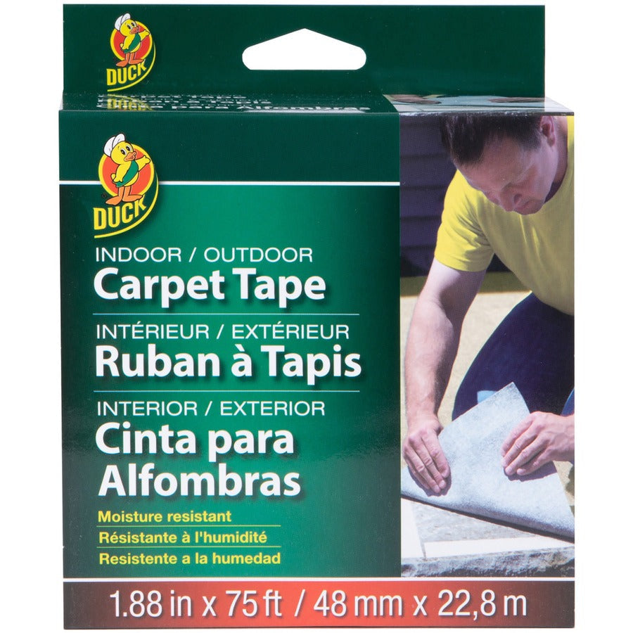 Duck Brand Indoor/Outdoor Carpet Tape - 25 yd Length x 1.88’’ Width - White - 1 Roll - General Purpose/Office