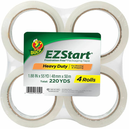 Duck Brand EZ Start Packaging Tape: Clear 55 yd - Ideal for Shipping Moving Storing - 4/Pack - Packing Tape & Dispensers