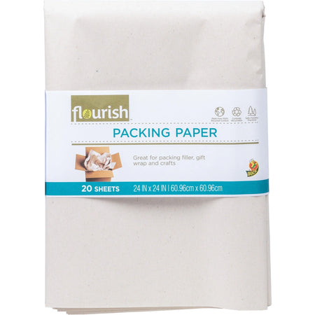 Duck Brand Flourish Recycled Packing Paper - Eco-Friendly Brown - 24’’ x - 6 Pack - Supplies