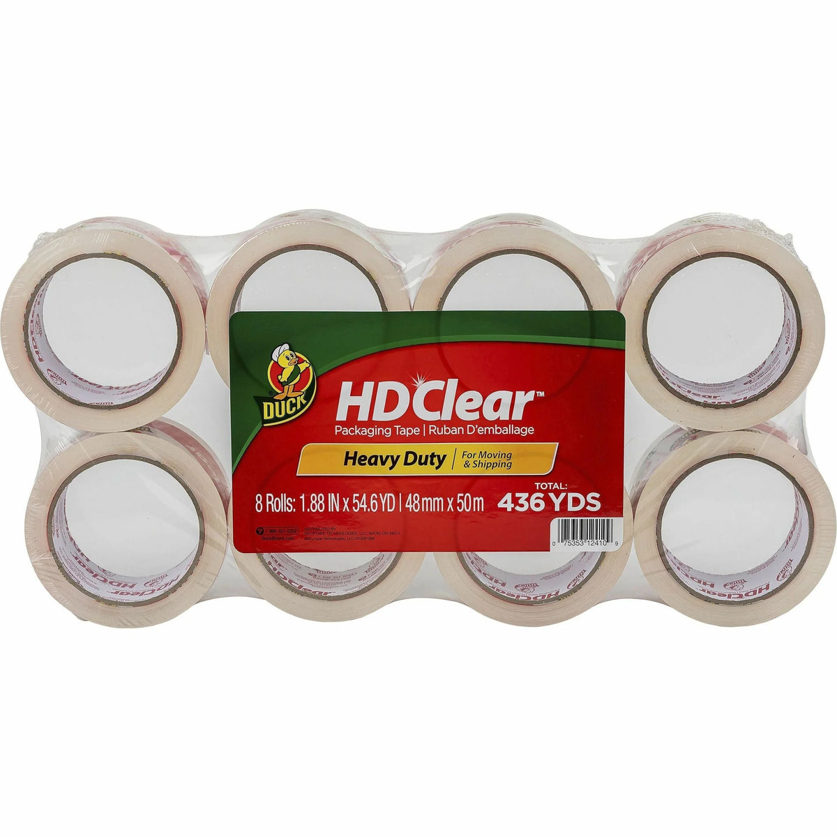 Duck Brand HD Clear Packing Tape - Crystal 54.60 yd Length - 8 Pack - & Dispensers