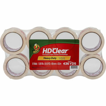 Duck Brand HD Clear Packing Tape - Crystal 54.60 yd Length - 8 Pack - & Dispensers