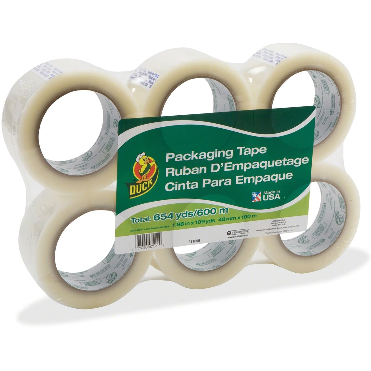Duck Brand Packing Tape: Clear Water-Resistant - 6 Pack - Tape & Dispensers