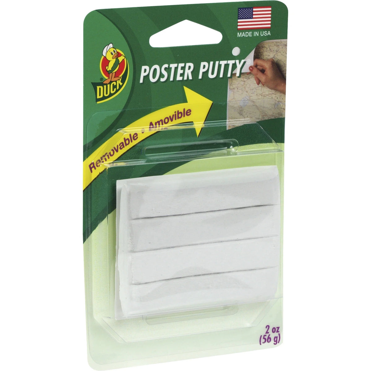 Duck Brand Poster Mounting Putty - White - 3.75 mil - 4 Pack - Tape &