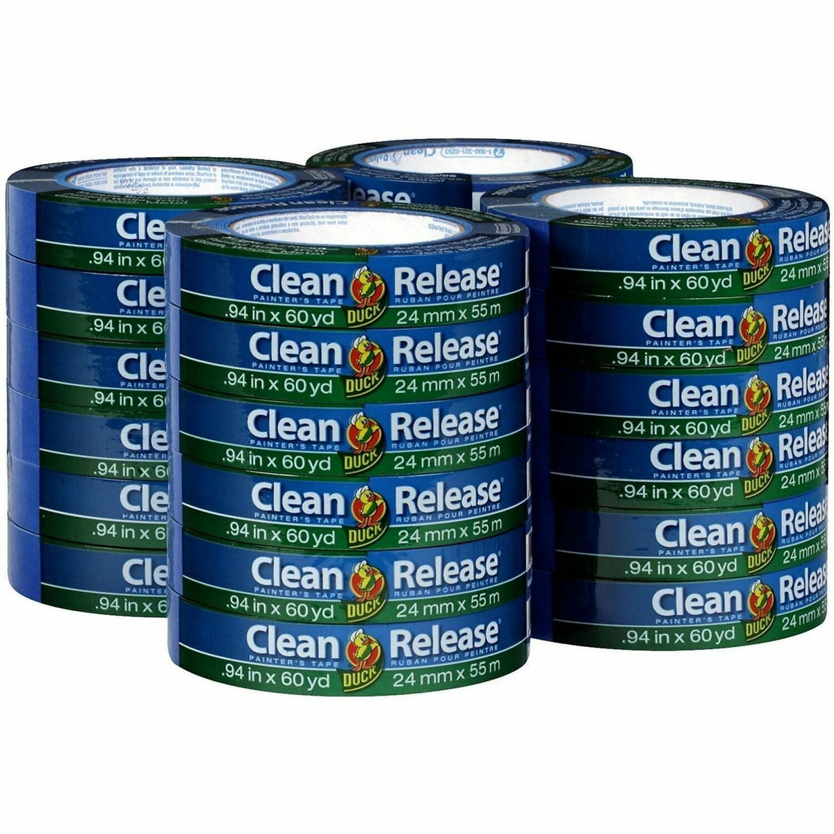 Duck Clean Release Blue Painter’s Tape - 60 yd Length x 0.94’’ Width 5.3 mil Thickness - 3’’ Core - Crepe Paper