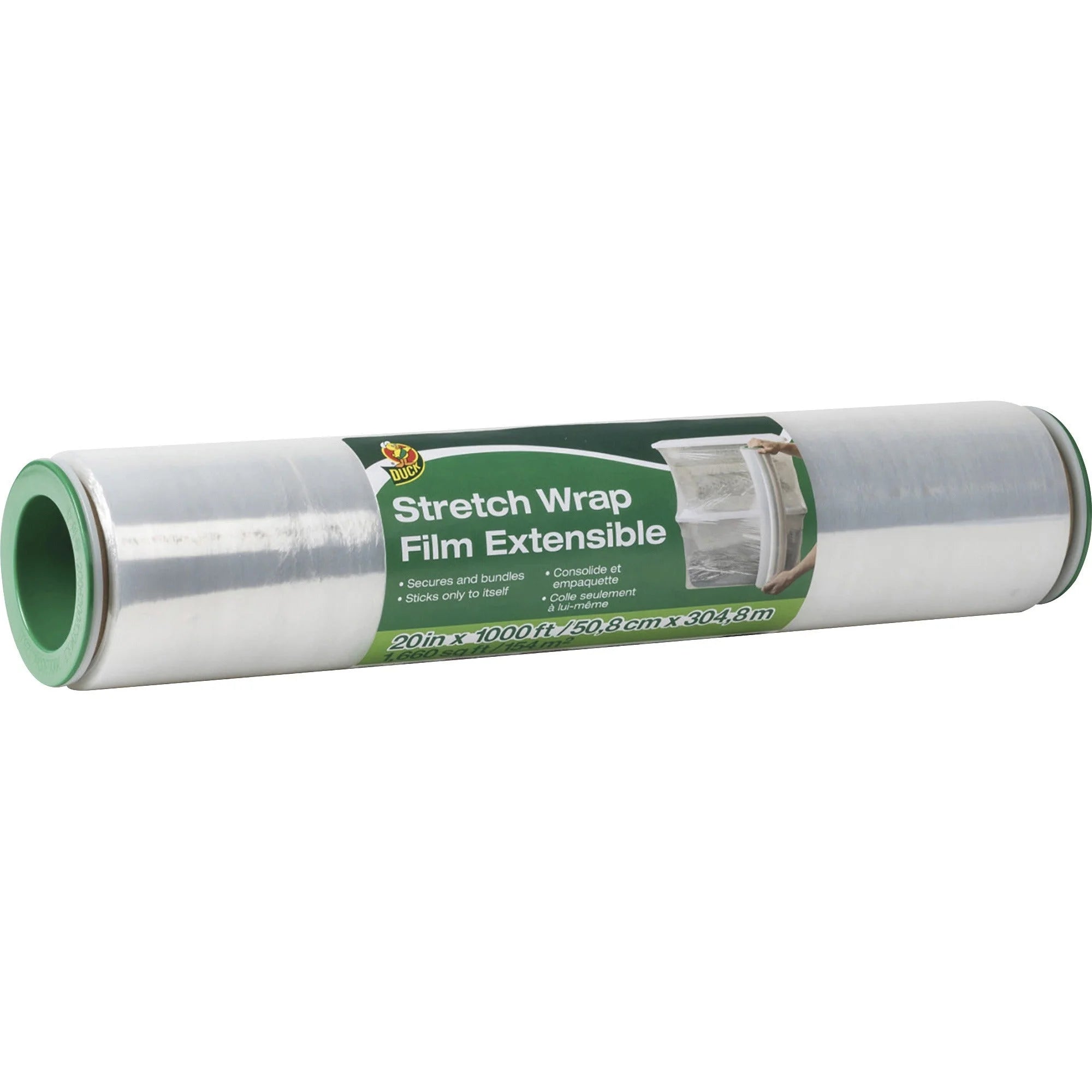 Duck Extensible Stretch Wrap Film: 20’’ x 1000 ft - Non-adhesive Durable Self-stick - Filament Tape