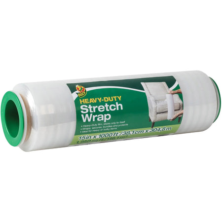 Duck Heavy-duty Stretch Wrap: 15’’ x 1000 ft - Heavy Duty Self-stick - Clear - Wrap & Dispensers