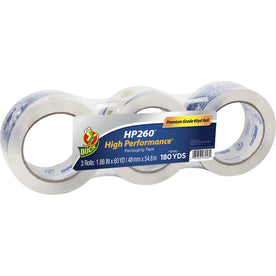 Duck HP260 Packaging Tape: Clear 60 yd x 1.88’’ 3.1 mil - Temperature & Tear Resistant - 3/Pack - Packing Tape