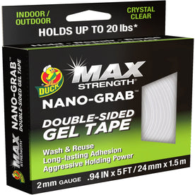 Duck Max Strength Double-Sided Gel Tape - 5 ft Length x 0.94’’ Width - Clear - 1 Each