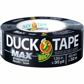 Duck MAX Strength Tape - Black - 35 yd Length x 1.88’’ Width - Natural Rubber - Polyethylene Backing - Duct