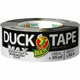 Duck MAX Strength Tape - White - 35 yd Length x 1.88’’ Width - Natural Rubber - Polyethylene Backing - Duct