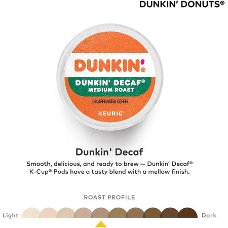 Dunkin’ K-Cup Dunkin Decaf Coffee 22 / Box Medium for Keurig Brewer Donuts Decaffeinated (GMT1269)