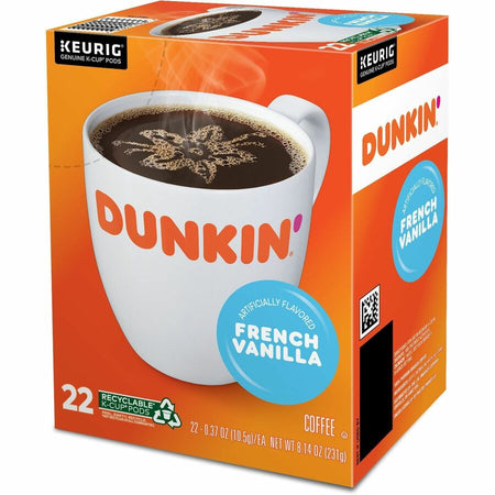 Dunkin’® K-Cup French Vanilla Coffee - Compatible with Keurig Brewer - Medium - 22 / Box