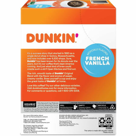 Dunkin’® K-Cup French Vanilla Coffee - Compatible with Keurig Brewer - Medium - 22 / Box