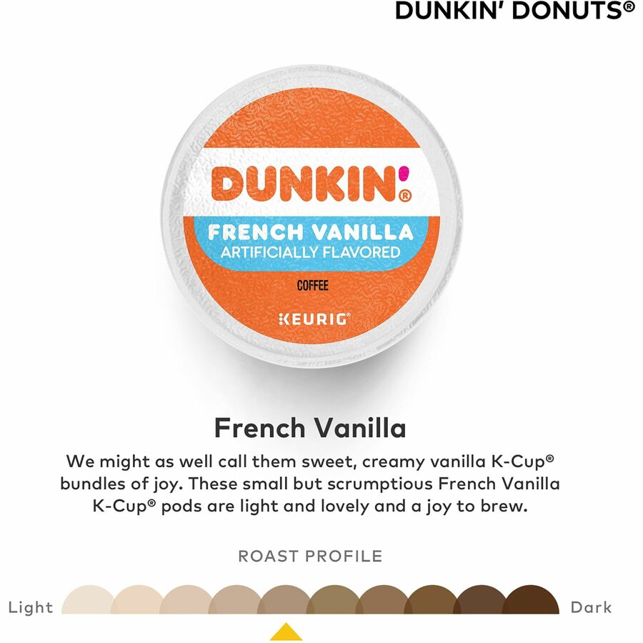 Dunkin’® K-Cup French Vanilla Coffee - Compatible with Keurig Brewer - Medium - 22 / Box
