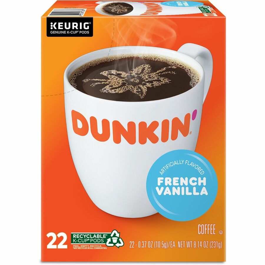 Dunkin’® K-Cup French Vanilla Coffee - Compatible with Keurig Brewer - Medium - 22 / Box