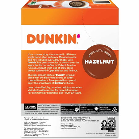 Dunkin’® K-Cup Hazelnut Coffee - Compatible with Keurig Brewer - Medium - 22 / Box