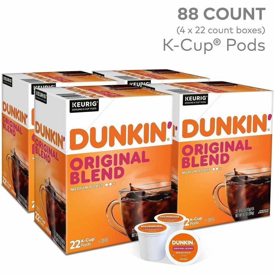 Dunkin’® K-Cup Original Blend Coffee - Compatible with Keurig Brewer - Medium - 0.3 oz Per Box - 22