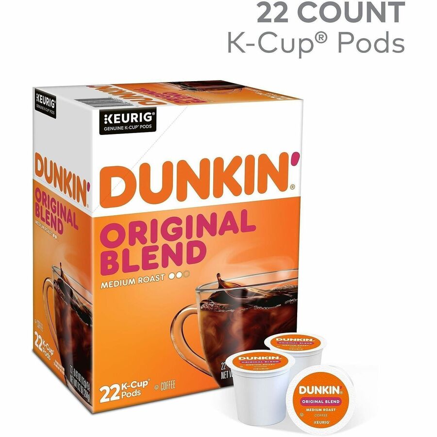 Dunkin’® K-Cup Original Blend Coffee - Compatible with Keurig Brewer - Medium - Kosher - 22 / Box