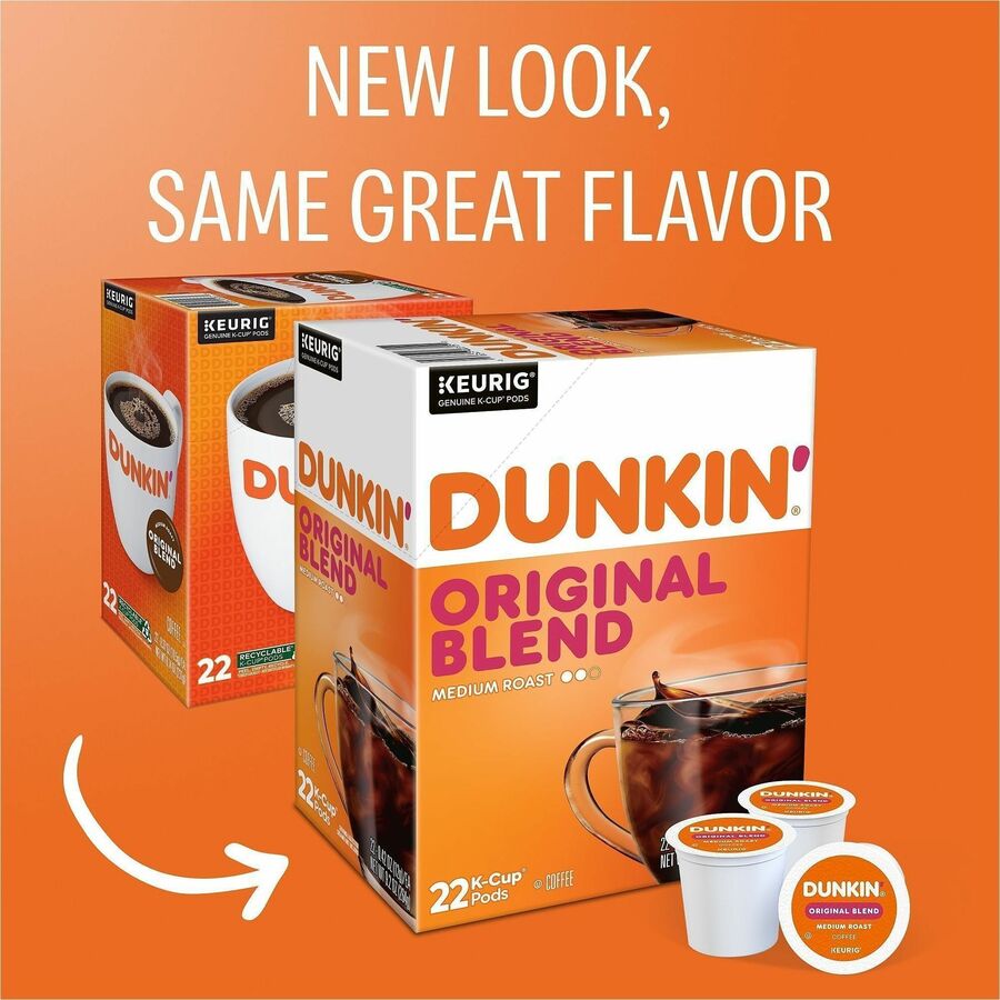 Dunkin’® K-Cup Original Blend Coffee - Compatible with Keurig Brewer - Medium - 0.3 oz Per Box - 22
