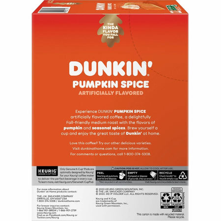 Dunkin’® K-Cup Pumpkin Spice Coffee - Compatible with Brewer - Medium - 22 / Box