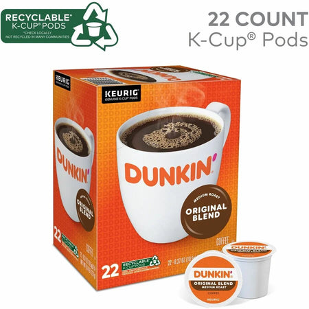 Dunkin’® K-Cup Original Blend Coffee - Compatible with Keurig Brewer - Medium - 0.3 oz Per Box - 22