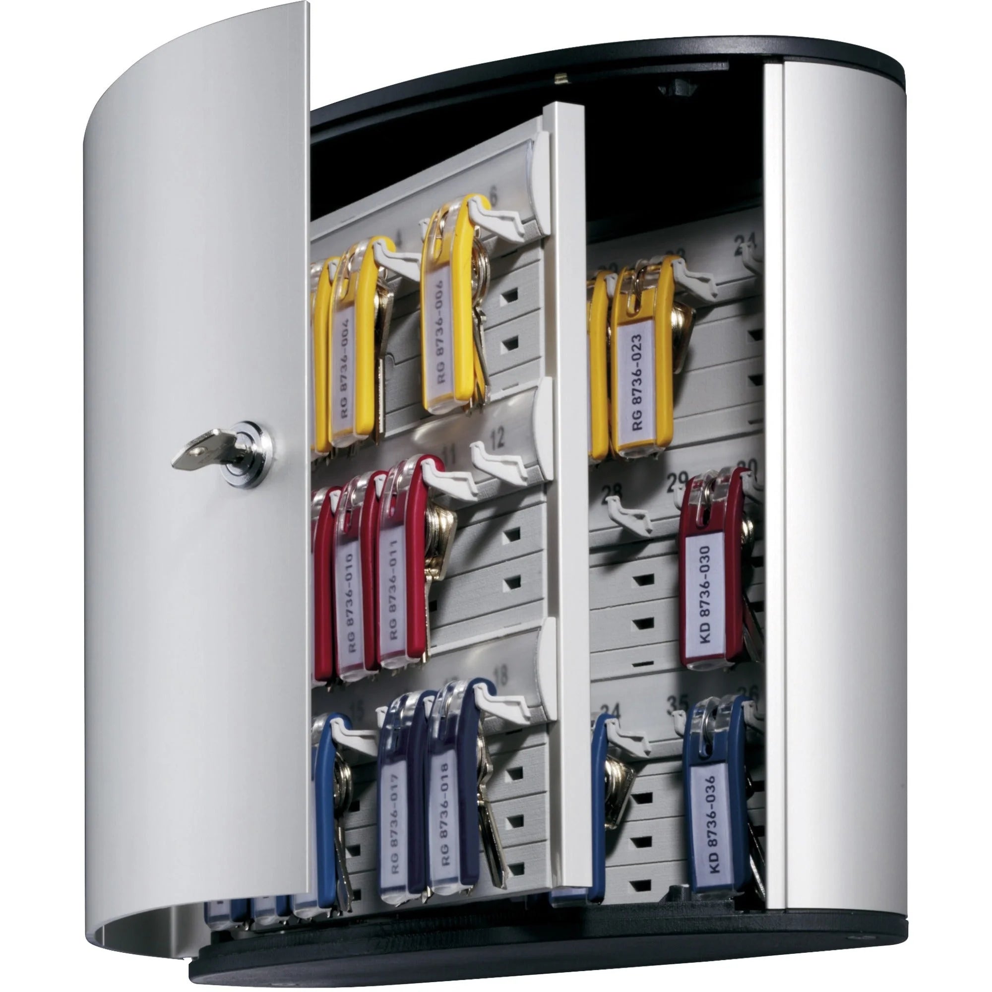 DURABLE 36 Key Brushed Aluminum Cabinet - Secure Storage Solution - Boxes &
