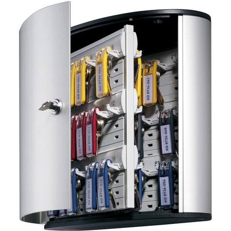 DURABLE 54-Key Brushed Aluminum Cabinet: Secure Storage Solution - Key Boxes &