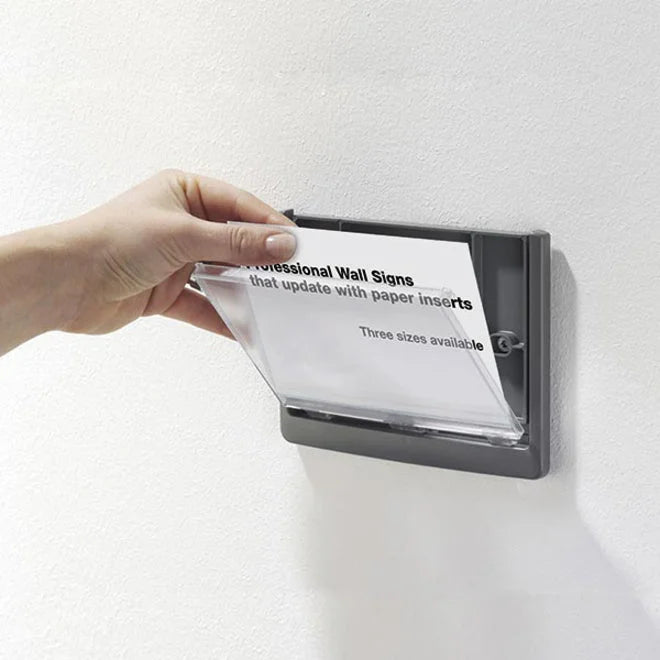 DURABLE CLICK SIGN Holder: Interior Wall Mountable - 5.9’’ x 5.1’’ - Acrylic & Plastic - Signs Nameplates