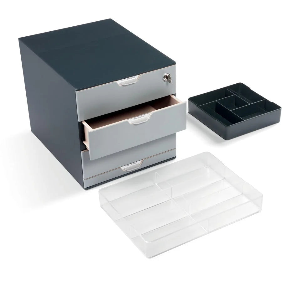 DURABLE COFFEE POINT Caddy - 4 Compartment(s) - Easy to Clean - Transparent - 1 Each - Breakroom Organizers