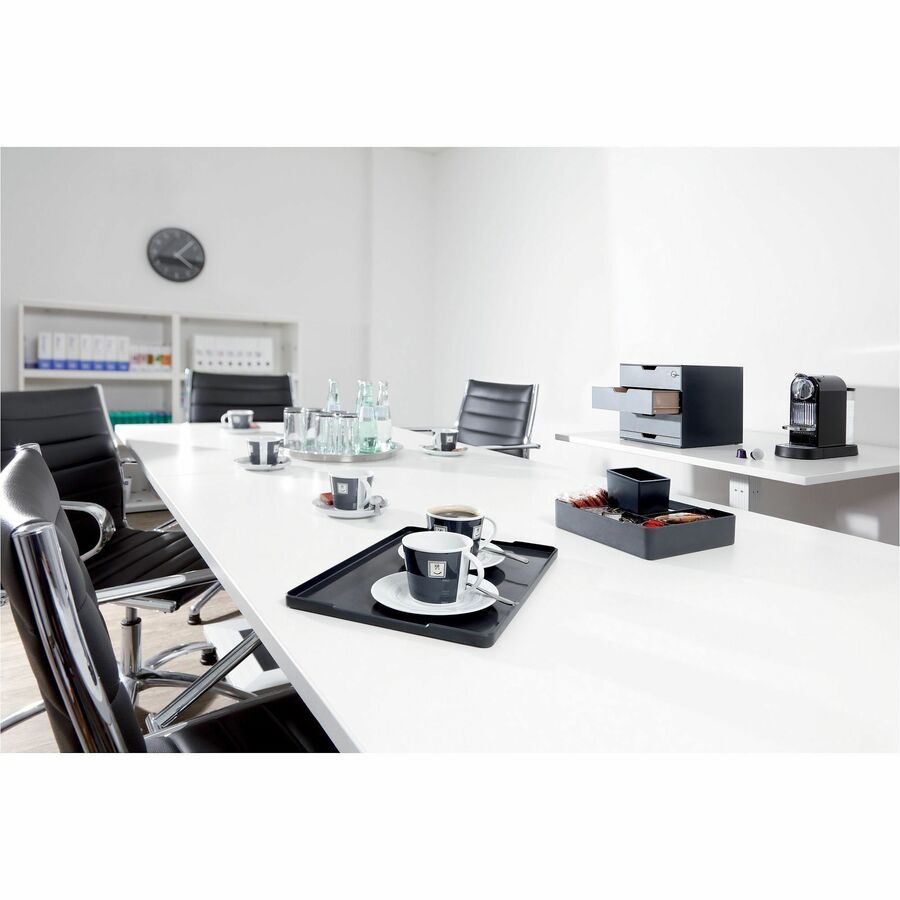 DURABLE COFFEE POINT Caddy - 4 Compartment(s) - Easy to Clean - Transparent - 1 Each - Breakroom Organizers
