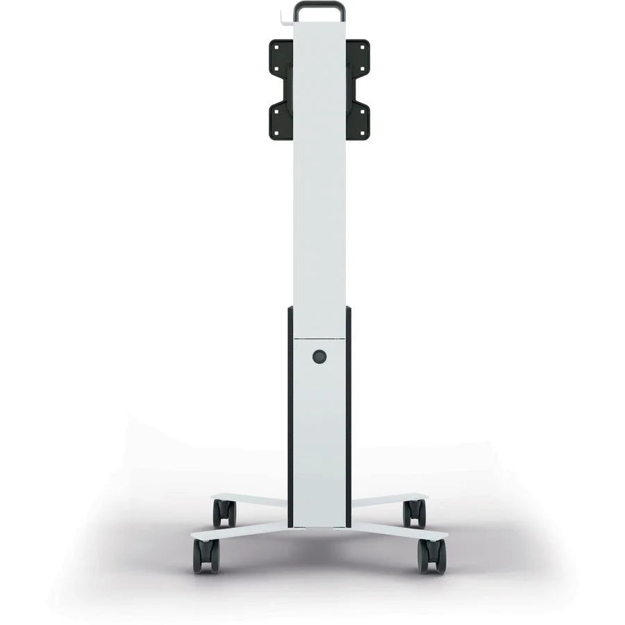 DURABLE COWORKSATION Mobile TV Cart: 3-Shelf Aluminum Frame - White - Carts