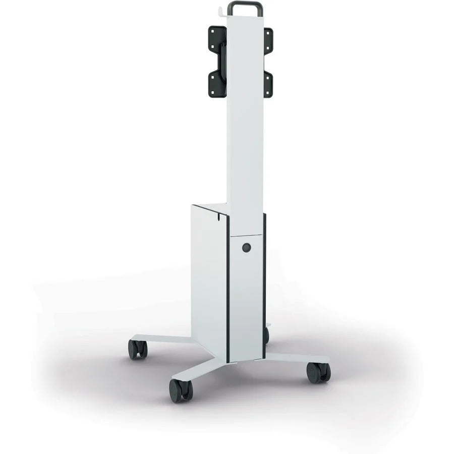 DURABLE COWORKSATION Mobile TV Cart: 3-Shelf Aluminum Frame - White - Carts