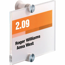 DURABLE Crystal Standoff Wall Sign: 4.1’’ Square Acrylic - Clear - Signs & Nameplates