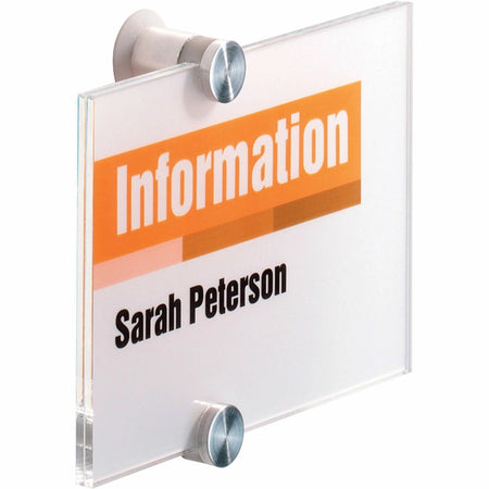 DURABLE Crystal Standoff Wall Sign: 5.9’’ x 4.1’’ 0.9’’ - Rectangular Acrylic - Clear - Signs & Nameplates