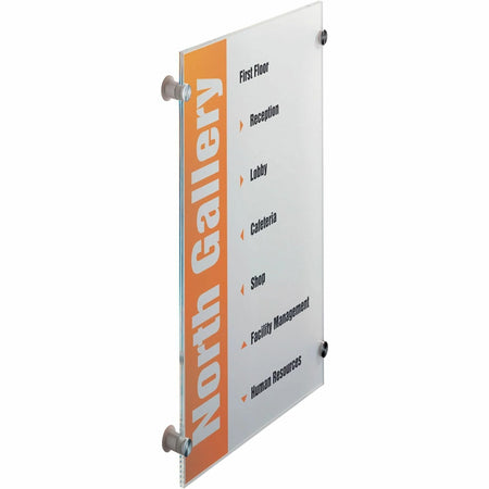 DURABLE Crystal Standoff Wall Sign Holder - Clear Rectangular Shape - Signs & Nameplates